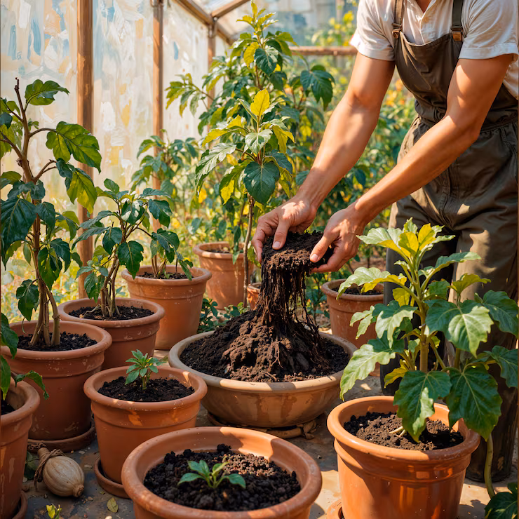 gardener-planting-greenhouse